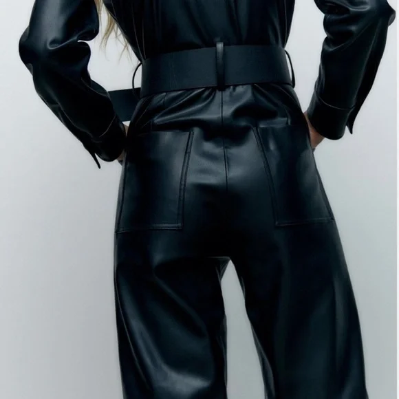 Zara Navy Belted Jumpsuit - Picture 4 of 10